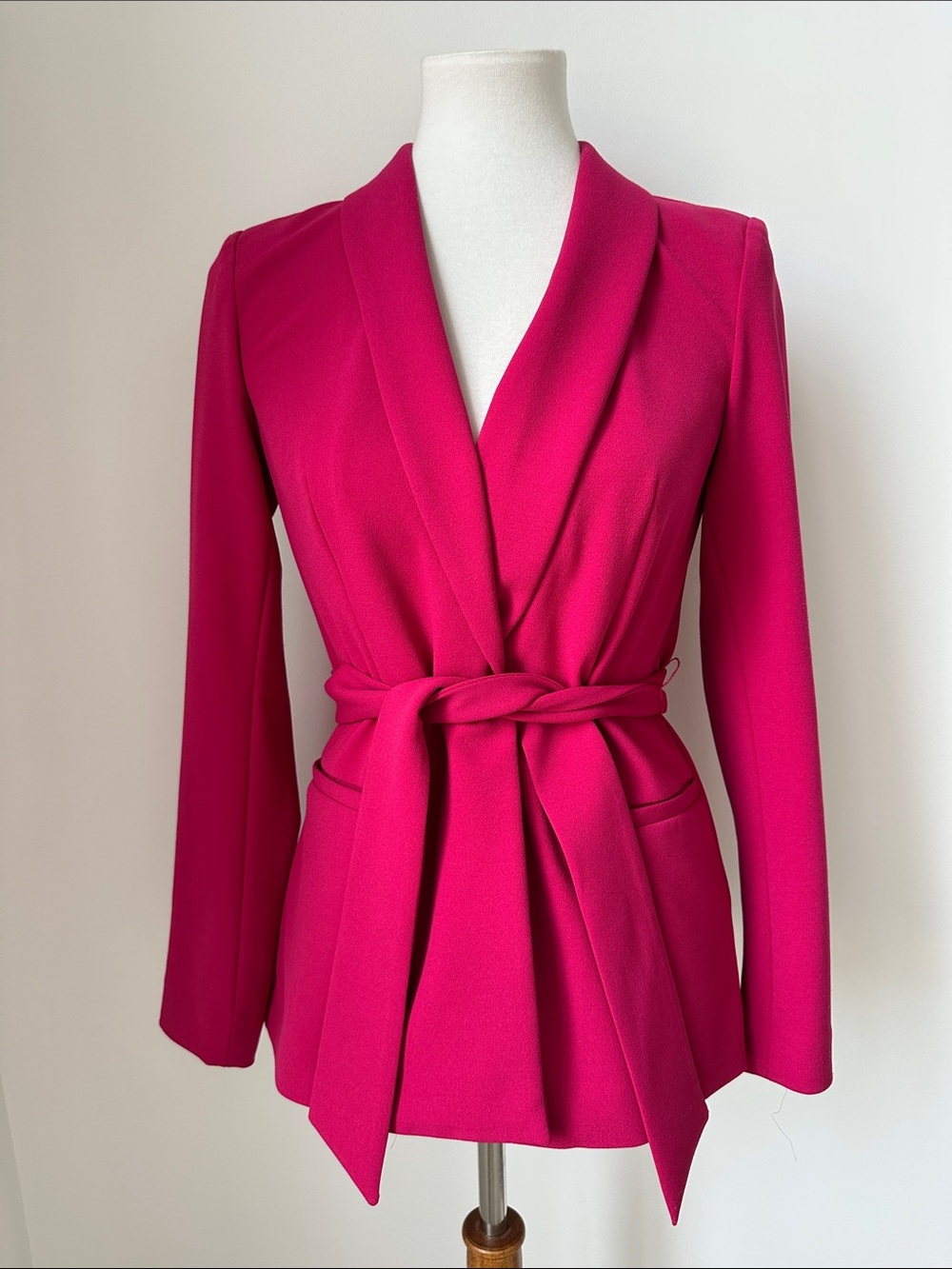 Hot Pink White House Black Market Polyester Wrapped Blazer Tie Front Size 0